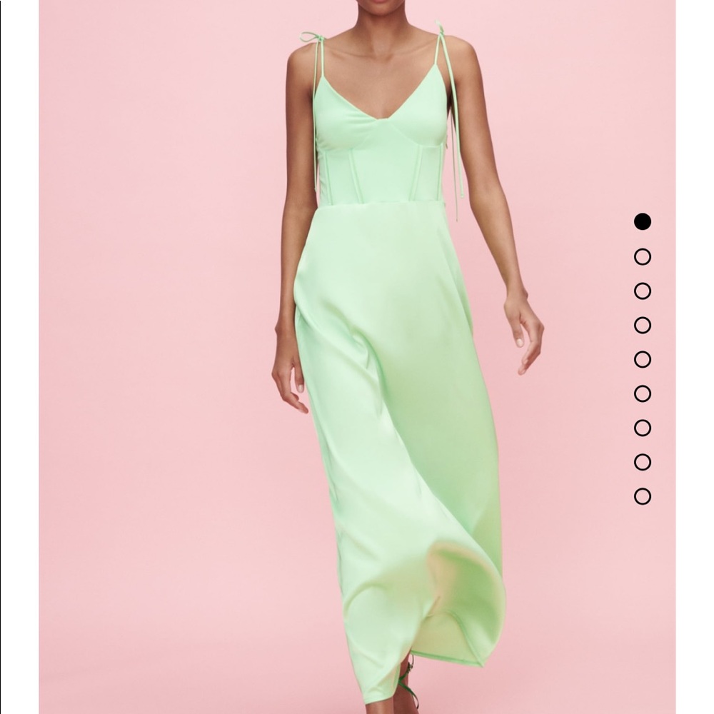 Zara Lime Green Bustier Maxi Dress